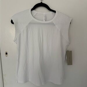 Tahari White Textured Sleeve Tank Top
